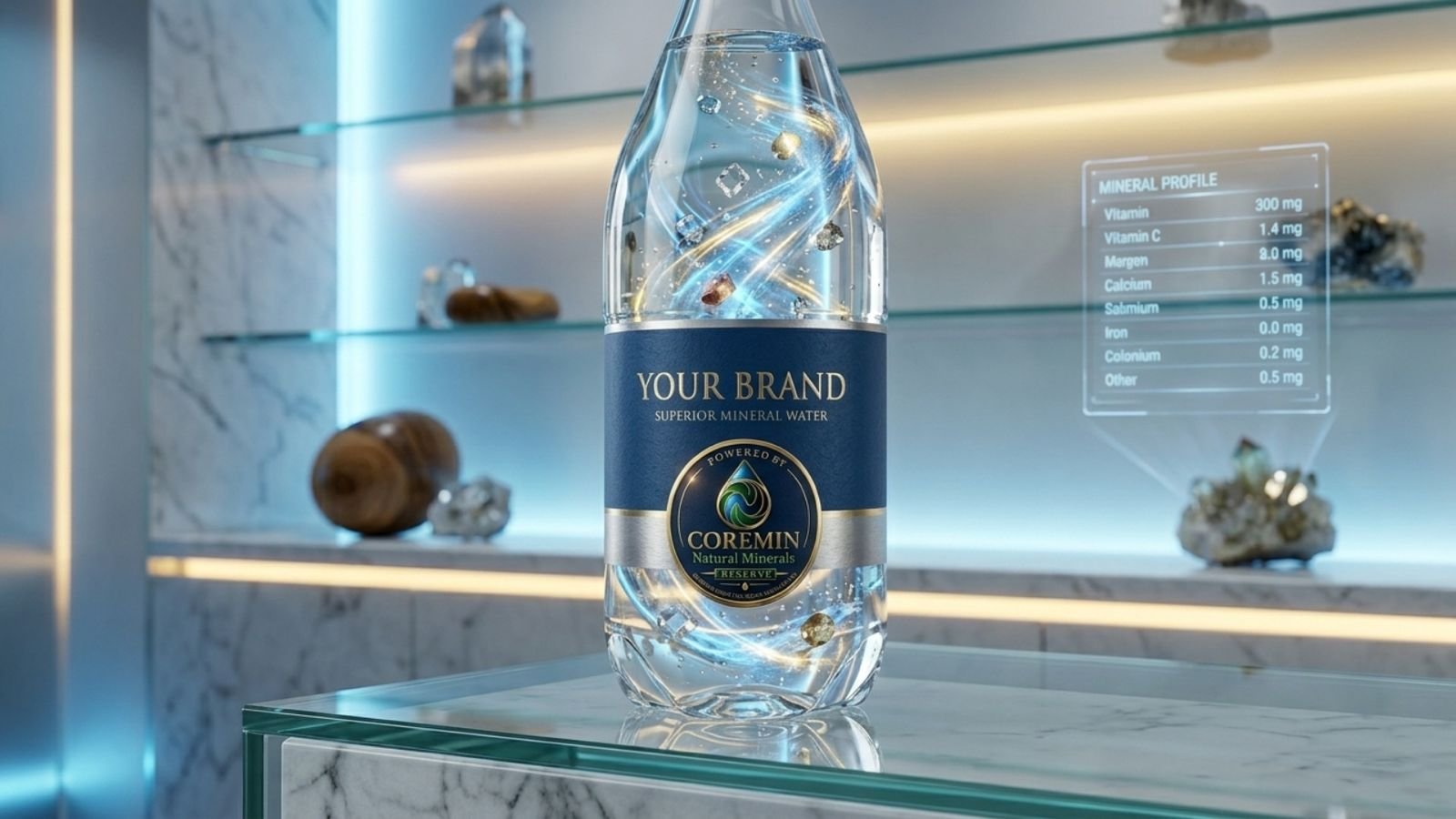 Your Brand superior mineral water with full mineral profile — Powered by Coremin